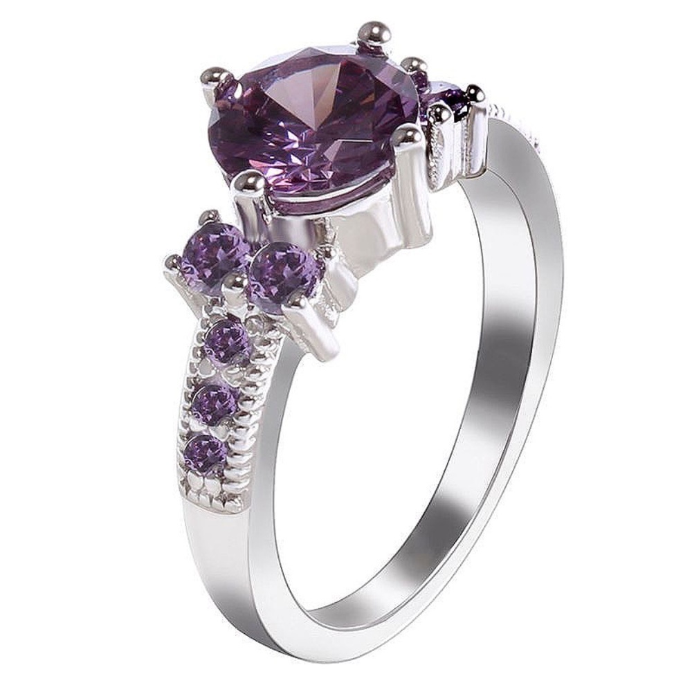 *GRACEN* Silver x Purple Zircon Ring Size 8
